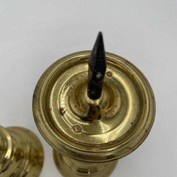 Vintage Virginia Metalcrafters Williamsburg Brass Candlesticks 10" Candle Set 2 - Picture 10 of 14